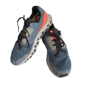 On Running Cloudstratus Blue & Orange Athletic Sneakers Hiking Outdoor Size 12.5